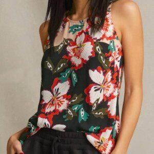 CAbi #5542 Hibiscus Print Sleeveless Blouse